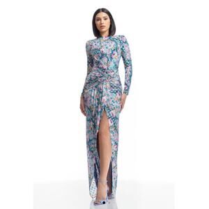 Dress the Population Metallic Floral Chiffon Romera Dress Capri Multi S NWOT